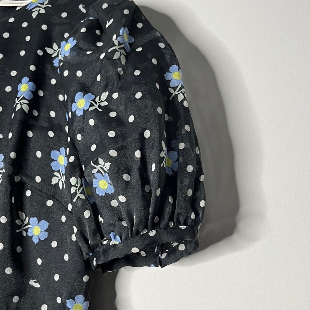 SANDY LIANG X TARGET Floral Black Dress with Blue White Floral Accents Size XS - Picture 8 of 11